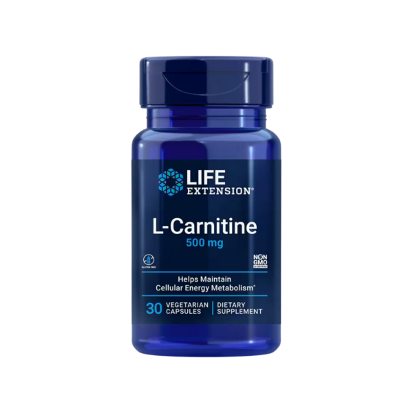 LIFE EXTENSION L-CARNITINE 500 mg, 30 VEGETARIAN CAPSULES