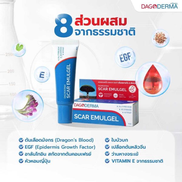 DAGODERMA Scar Emulgel ครีมลดรอยแผลเป็น ขนาด 15 g. (แพ็คคู่/ Pack of 2) - Image 5